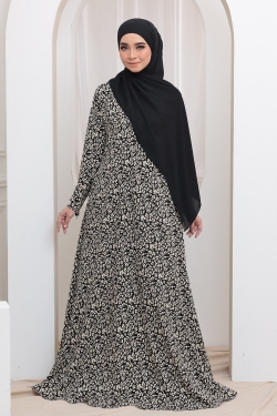 JUBAH PRINTED 36.01 - BLACK